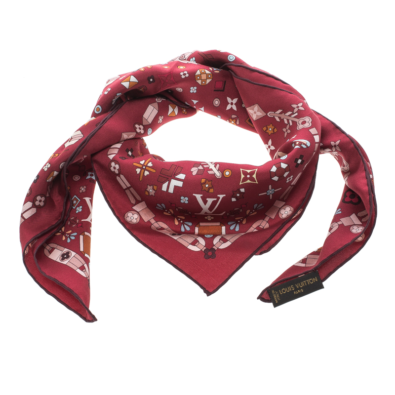 Louis Vuitton Red Printed Silk Square Scarf Louis Vuitton | The Luxury ...