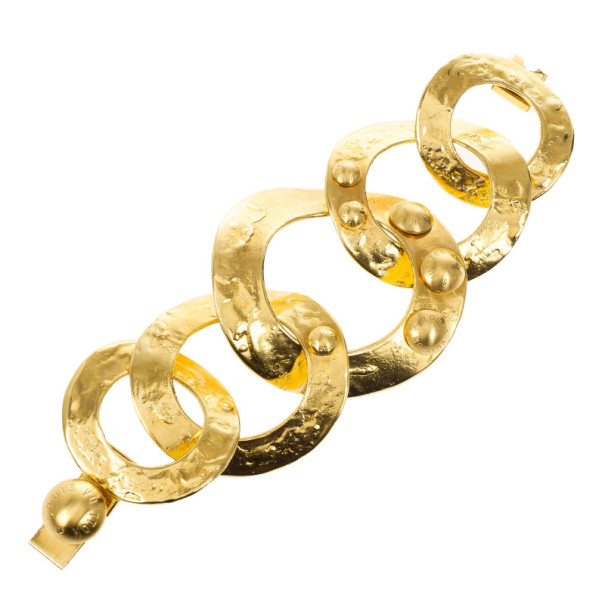 Pre Owned Louis Vuitton Martelé Gold Tone Bracelet 19CM