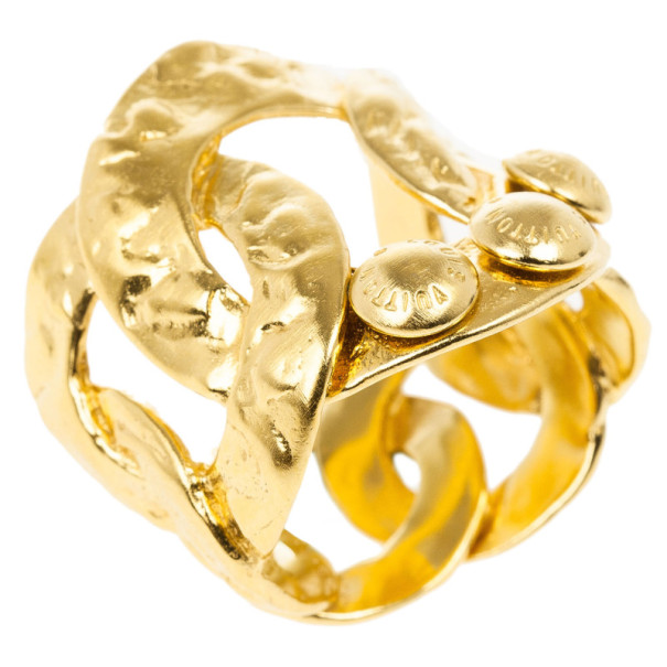 Pre Owned Louis Vuitton Martelé Gold Tone Ring Size 52.5