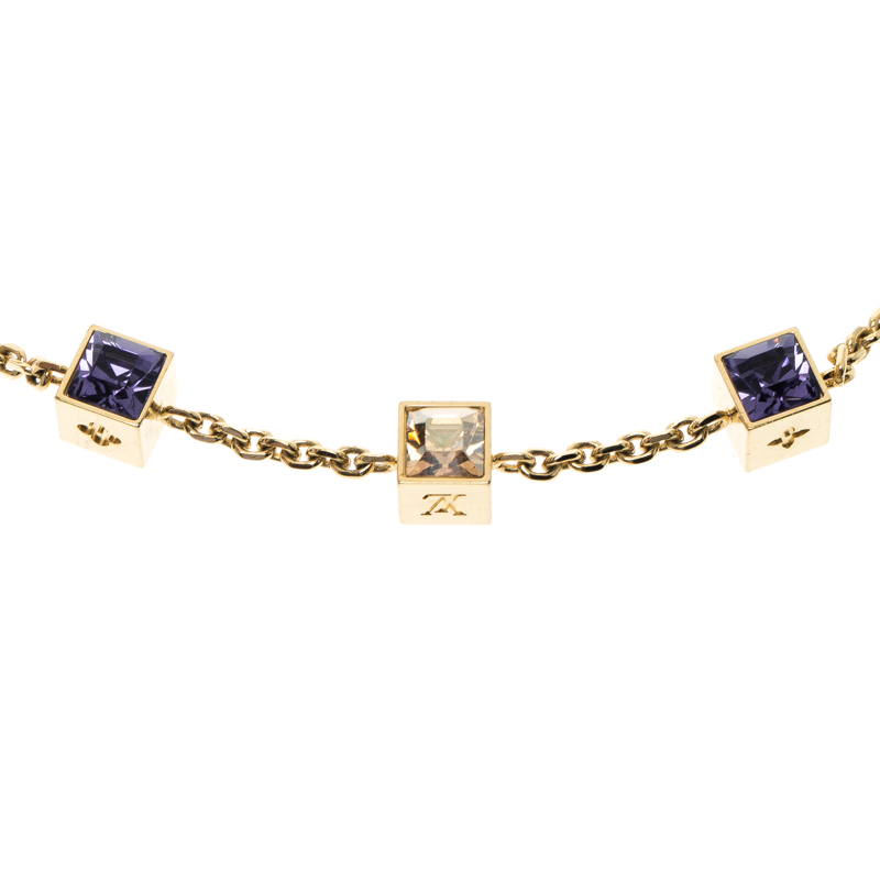 مملوكة مسبقًا Louis Vuitton Gamble Crystal Gold Tone Necklace