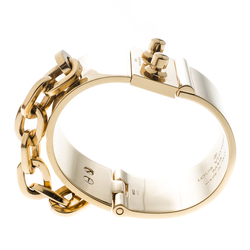 Louis Vuitton Lock Me Manchette Gold Tone Wide Cuff Bracelet Louis Vuitton | TLC