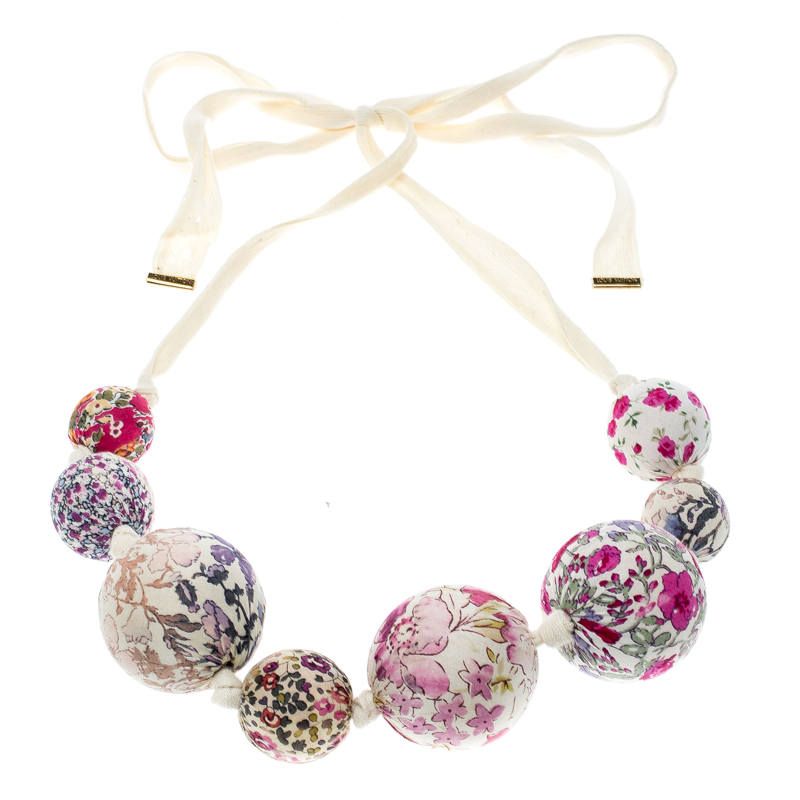 Louis Vuitton Multicolor Beaded Fabric Tie- Up Statement Necklace