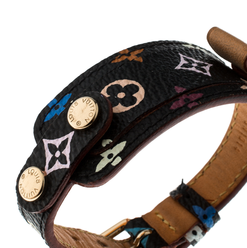 Louis Vuitton Monogram multicolor bracelet M92594 PVC Canvas Leather #5449P