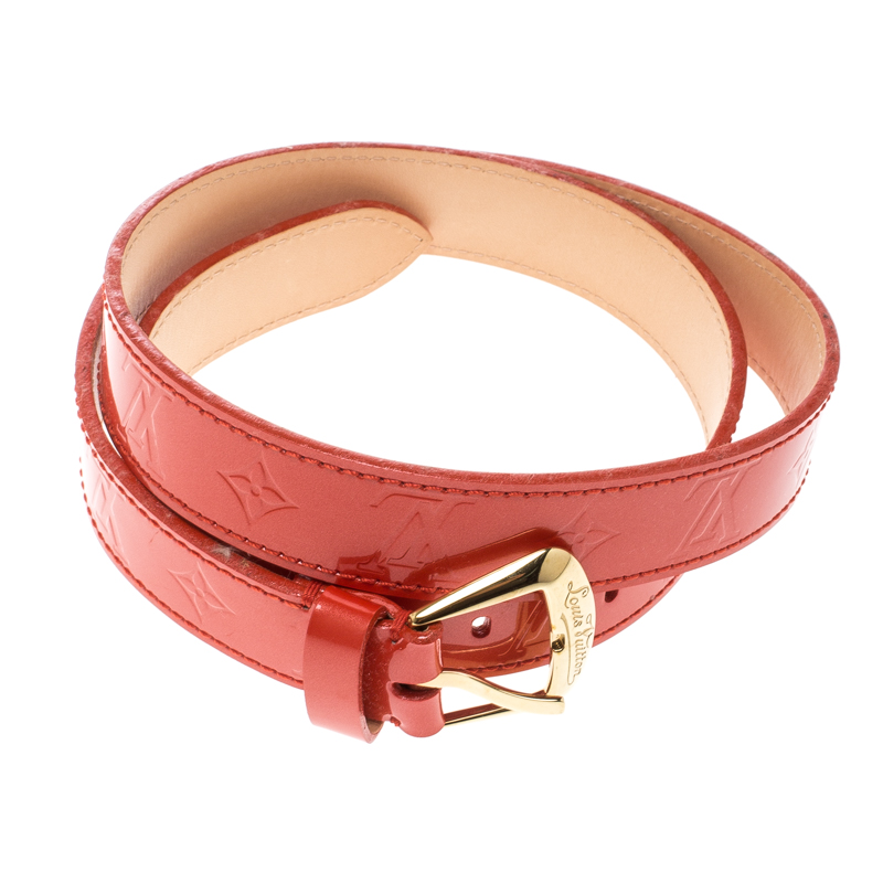 Louis Vuitton Orange Sunset Vernis Belt 80cm