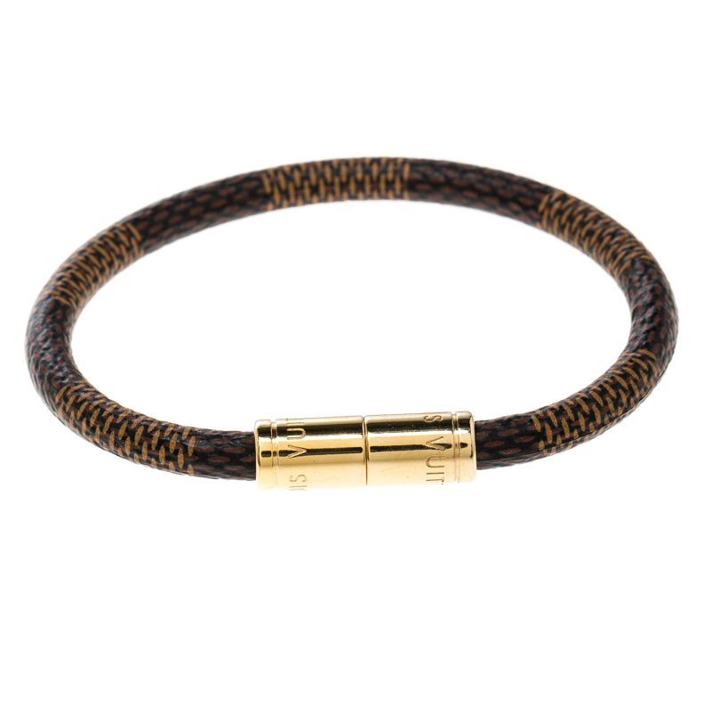 مملوكة مسبقًا Louis Vuitton Keep It Damier Canvas Gold Tone Bracelet 16cm