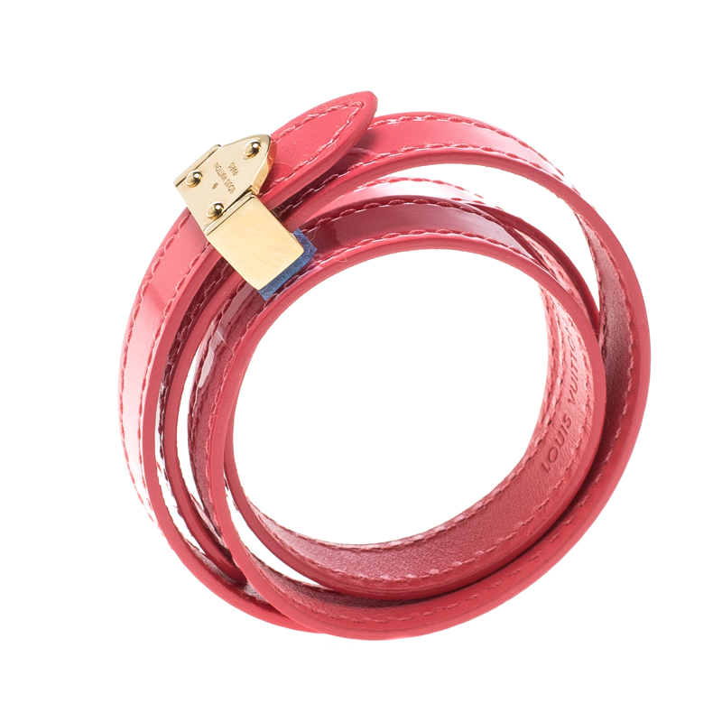 

Louis Vuitton Box It Pink Leather Gold Tone Wrap Bracelet 17