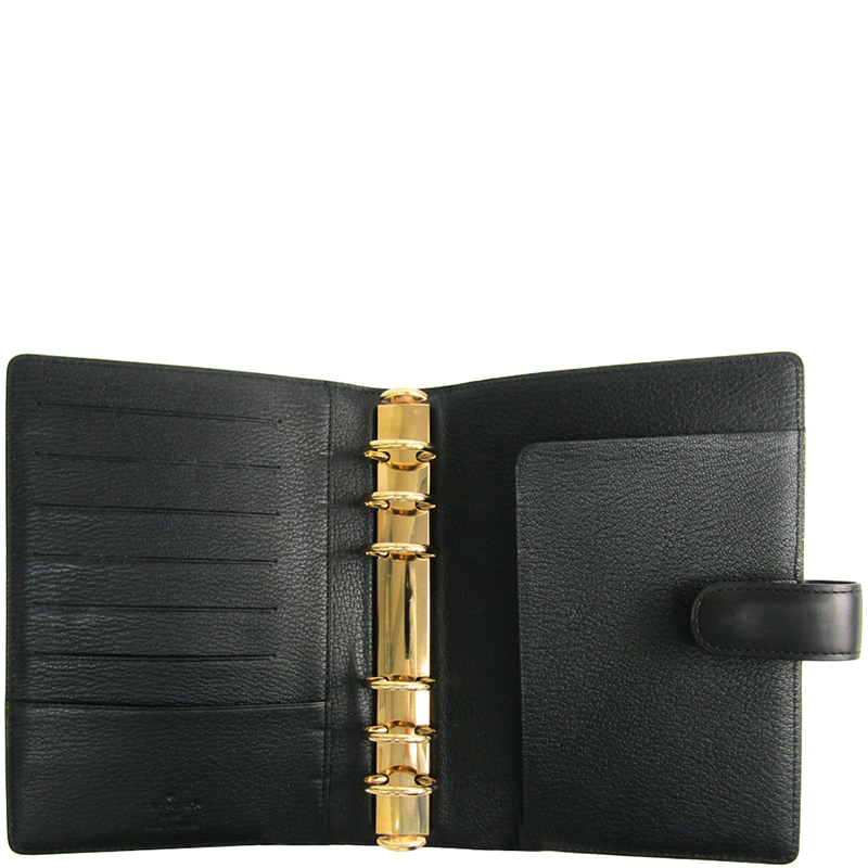 

Louis Vuitton Noir Nomade Leather Medium Ring Agenda Cover, Black
