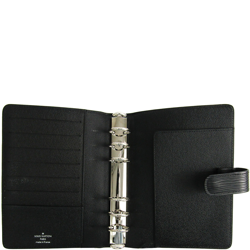 

Louis Vuitton Noir Epi Leather Medium Ring Agenda Cover, Black