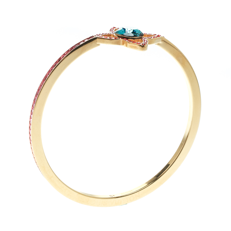 

Louis Vuitton Multicolor Crystal Fleur Gold Tone Bangle Bracelet