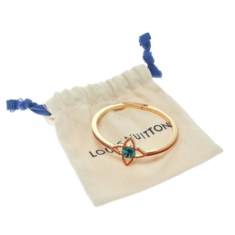 Louis Vuitton Multicolor Crystal Fleur Gold Tone Bangle Bracelet Louis  Vuitton