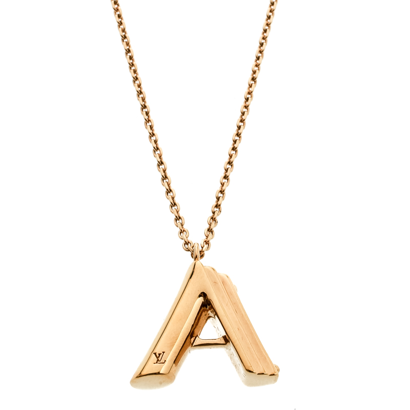 Louis Vuitton LV & Me Letter A Gold Tone Pendant Necklace