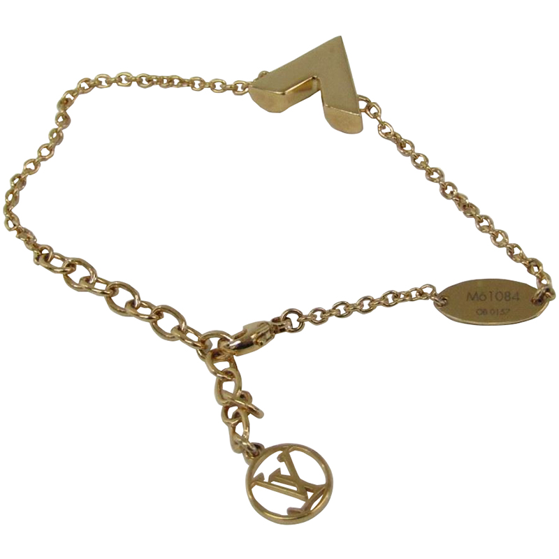 

Louis Vuitton Essential V Gold Tone Soft Bracelet