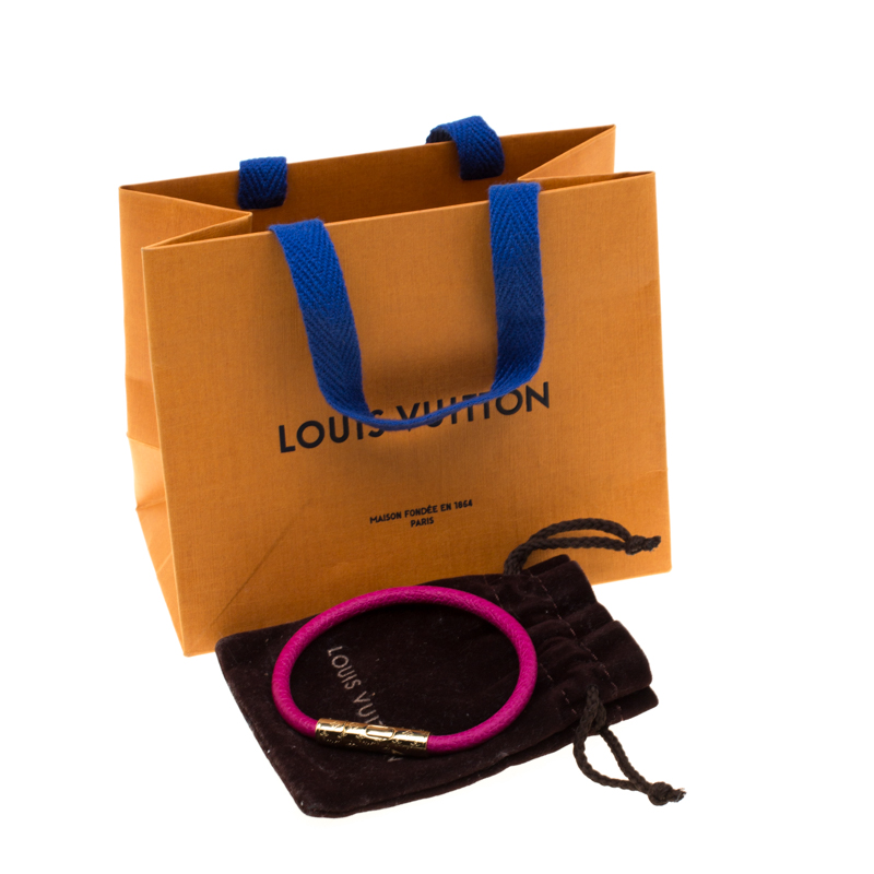 Louis Vuitton LV Confidential Pink Leather Engraved Gold Tone