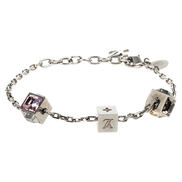 Pre Owned Louis Vuitton Gamble Silver Light Bracelet 21 CM