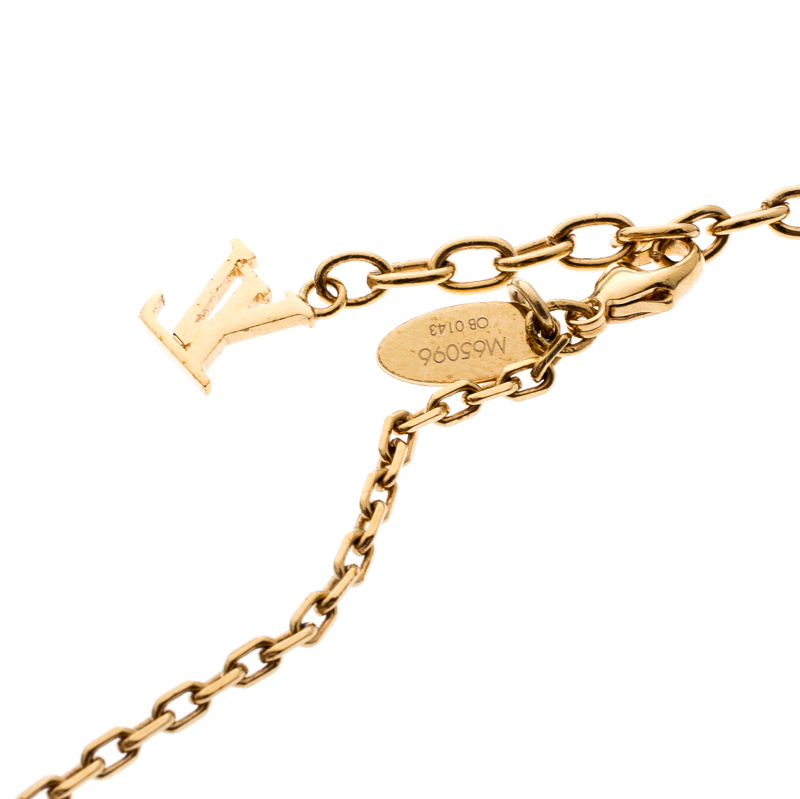 Louis Vuitton Gold Tone Gamble Necklace Golden Metal ref.98433