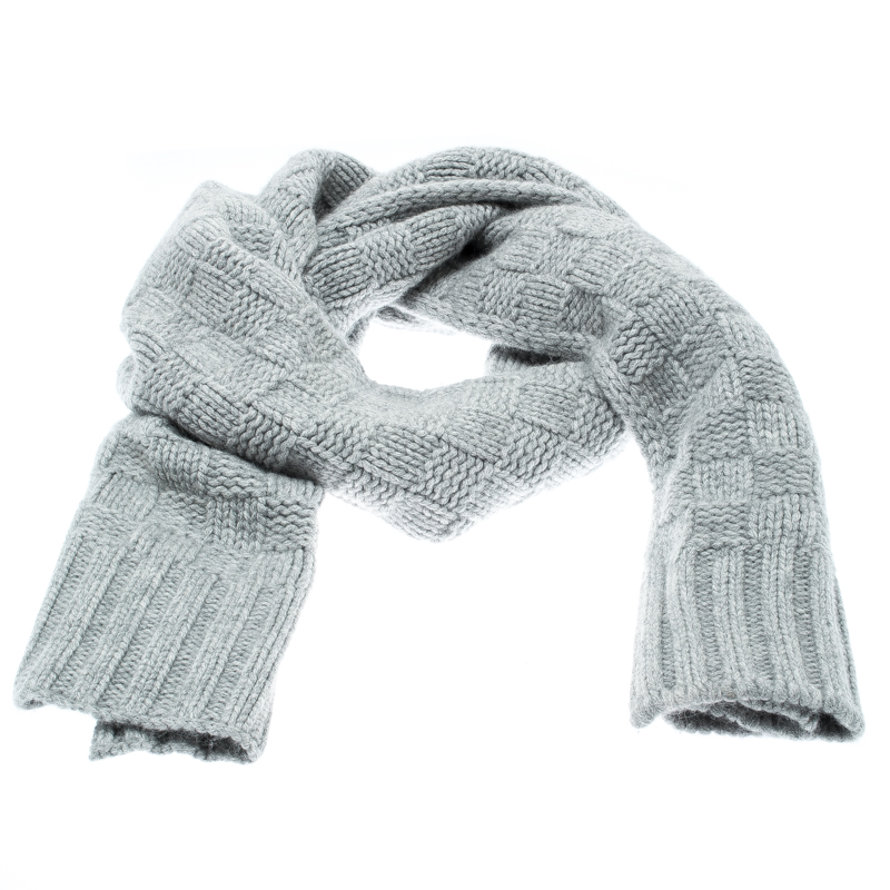 

Louis Vuitton Grey Damier Cashmere Muffler