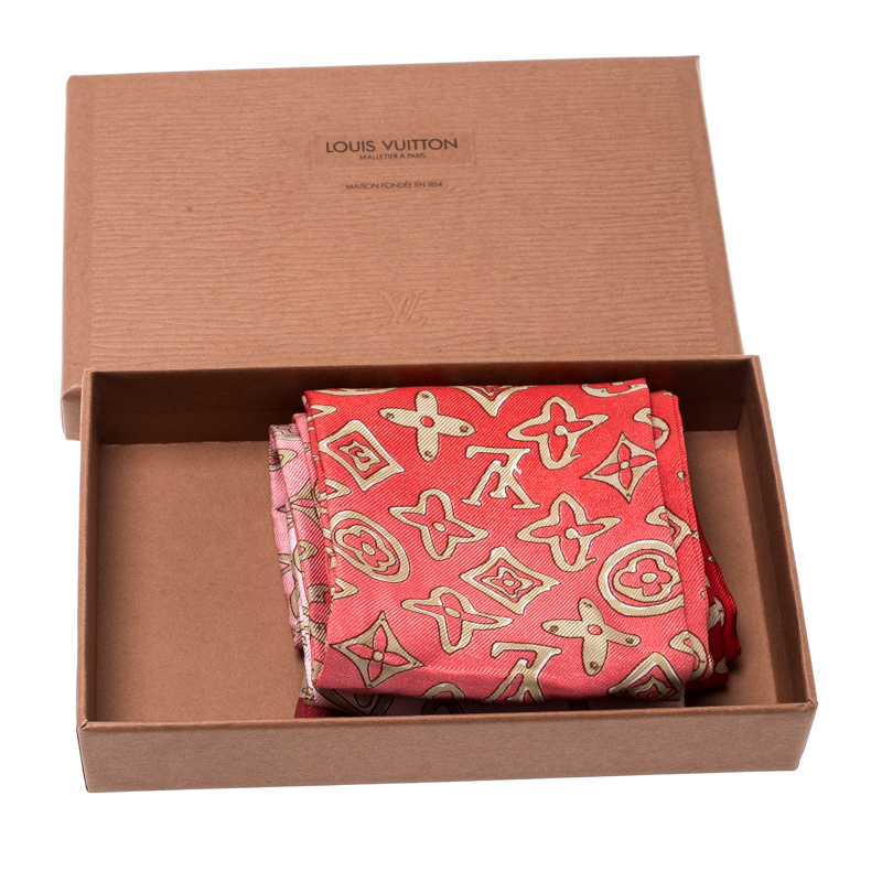 Louis Vuitton Pink Ombre Silk Monogram Map Bandeau ○ Labellov