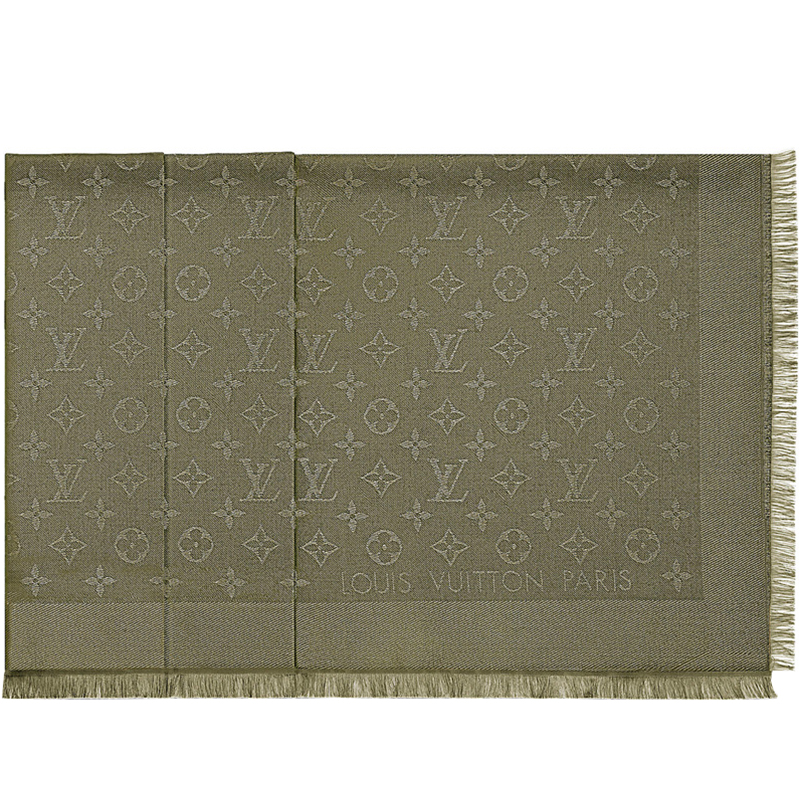 

Louis Vuitton Khaki Monogram Wool and Silk Shawl, Green