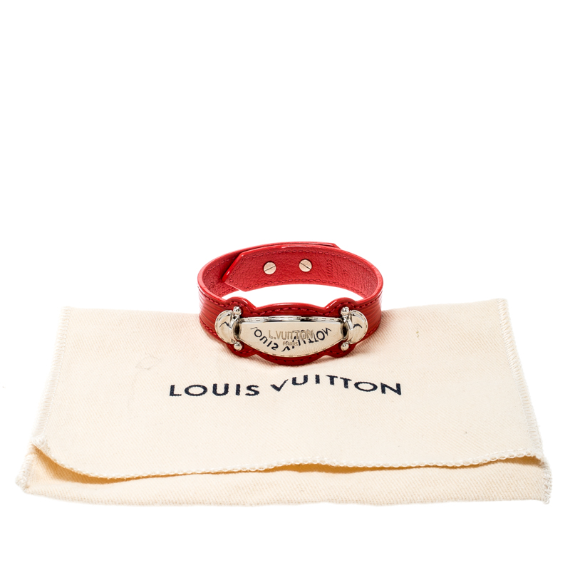 Louis Vuitton Handle It Red Epi Leather Silver Tone Bracelet 19 Louis  Vuitton
