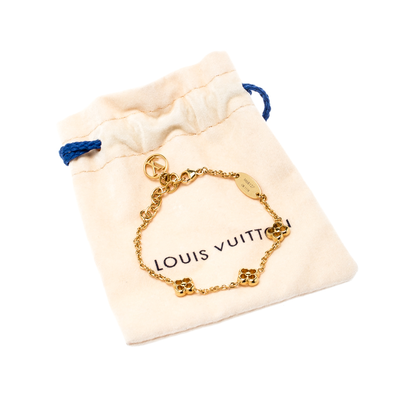 Louis Vuitton Leather Bracelet bangle Triple Tour M91400 white ×  goldAuthentic