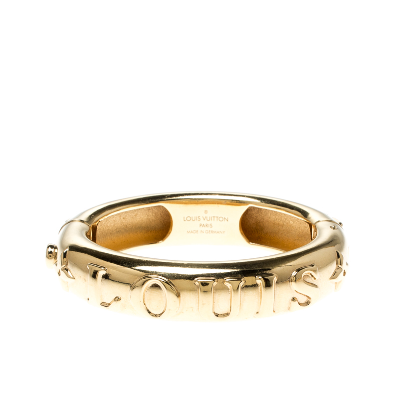 Louis Vuitton Bangle Family Debossed Signature Gold Tone Bracelet Louis Vuitton | TLC