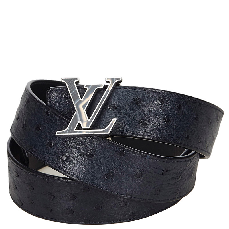 Louis Vuitton Black Ostrich Leather Initiales Belt 100 CM Louis Vuitton | TLC