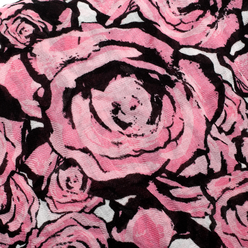 Louis Vuitton Pink Floral Print Silk Blend Rock N' Roses Scarf Louis Vuitton