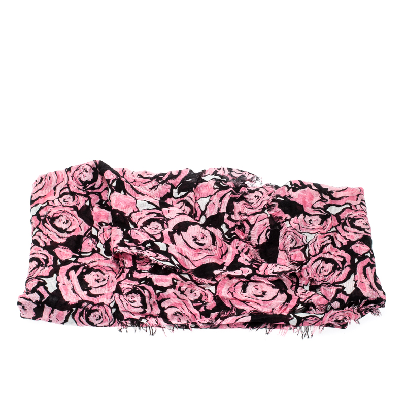 Louis Vuitton Pink Floral Print Silk Blend Rock N' Roses Scarf Louis Vuitton