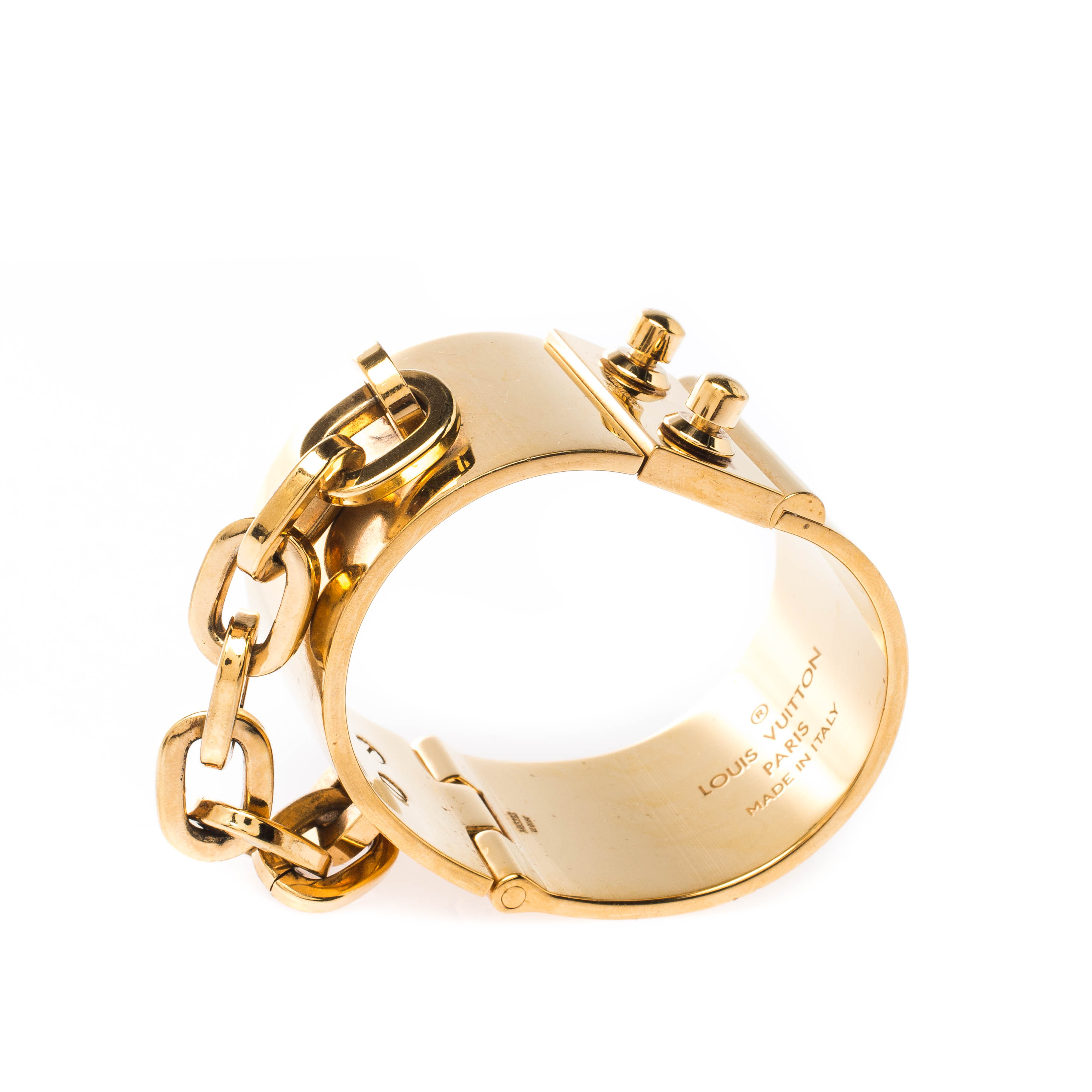 

Louis Vuitton Lock Me Manchette Gold Tone Wide Cuff Bracelet