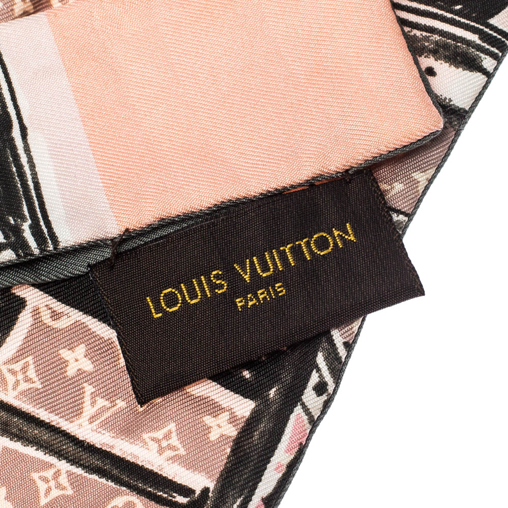 Louis Vuitton Rose Poudre Monogram and Trunk Print Silk Twill Bandeau Scarf Louis  Vuitton