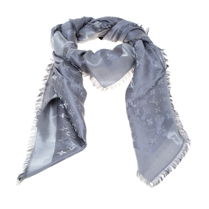 

Louis Vuitton Charcoal Grey Monogram Silk and Wool Shine Shawl