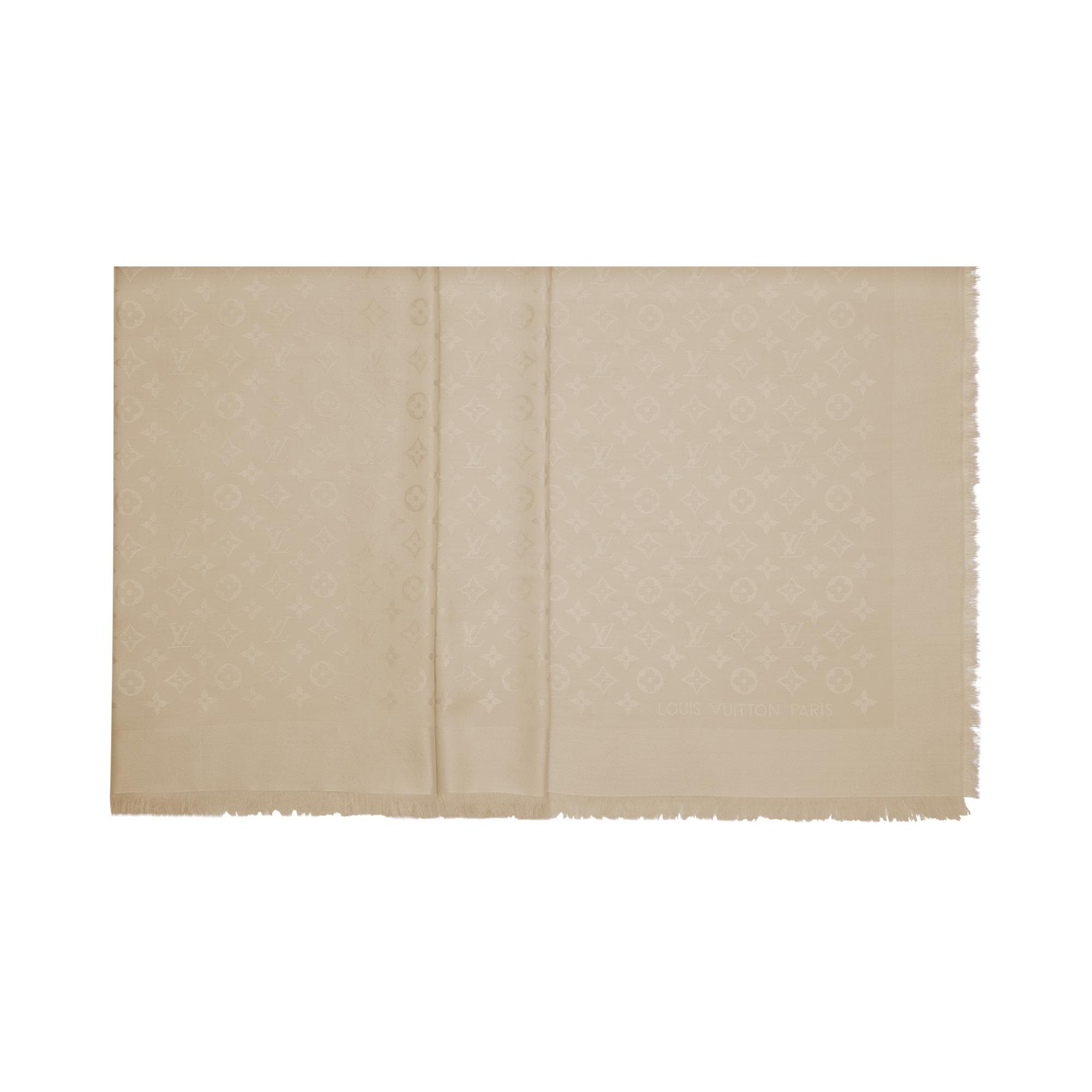 

Louis Vuitton Dune Monogram Silk and Wool Shawl, Beige