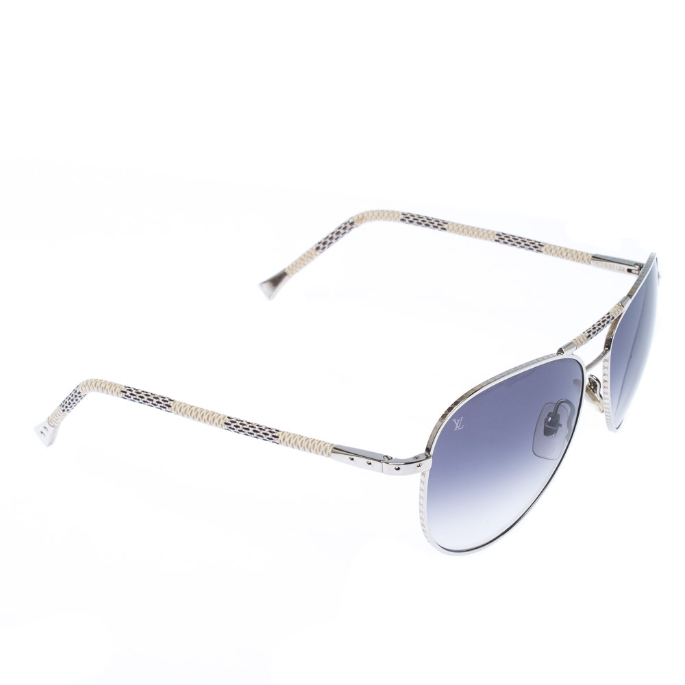 Louis Vuitton Damier Azur Canvas/Grey Gradient Z0202U Conspiration Pilote Aviator Sunglasses ...
