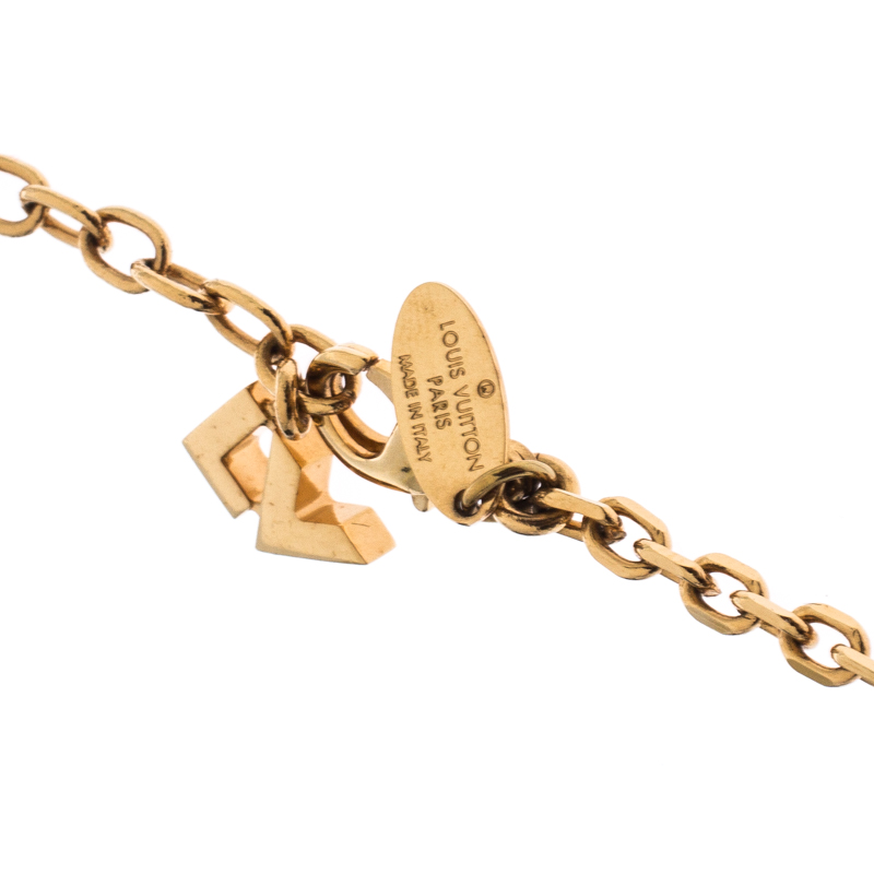 Louis Vuitton Gold Tone Love Letters Timeless Layered Necklace Louis Vuitton