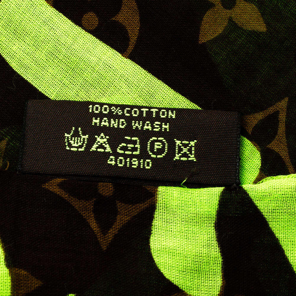 Louis Vuitton Neon Green & Brown Monogram & Graffiti Print Cotton
