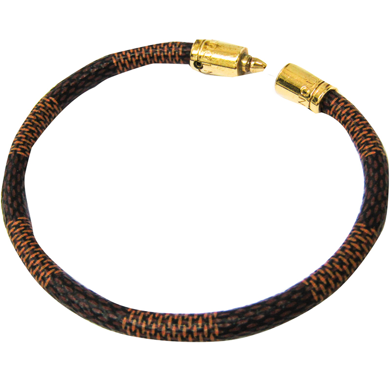

Louis Vuitton Damier Ebene Keep It Gold Tone Bracelet, Brown