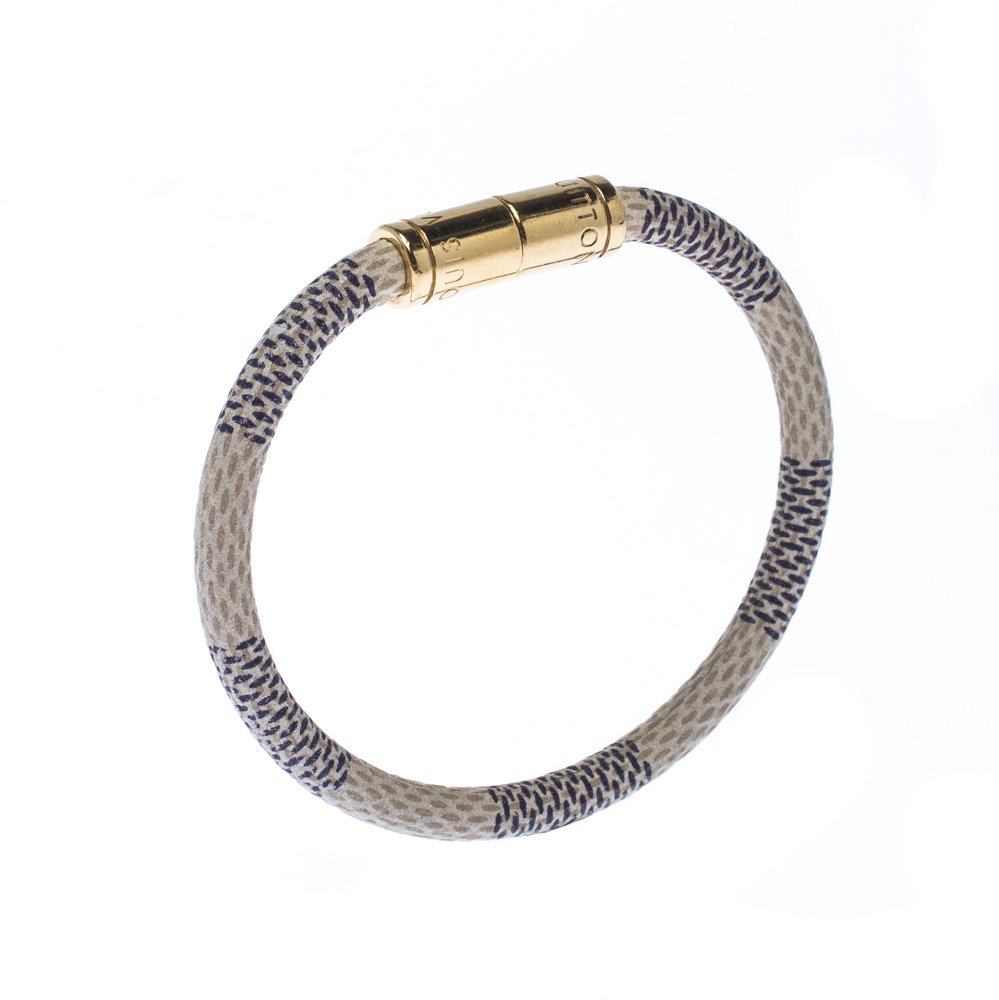 

Louis Vuitton Keep It Grey Canvas Gold Tone Bracelet