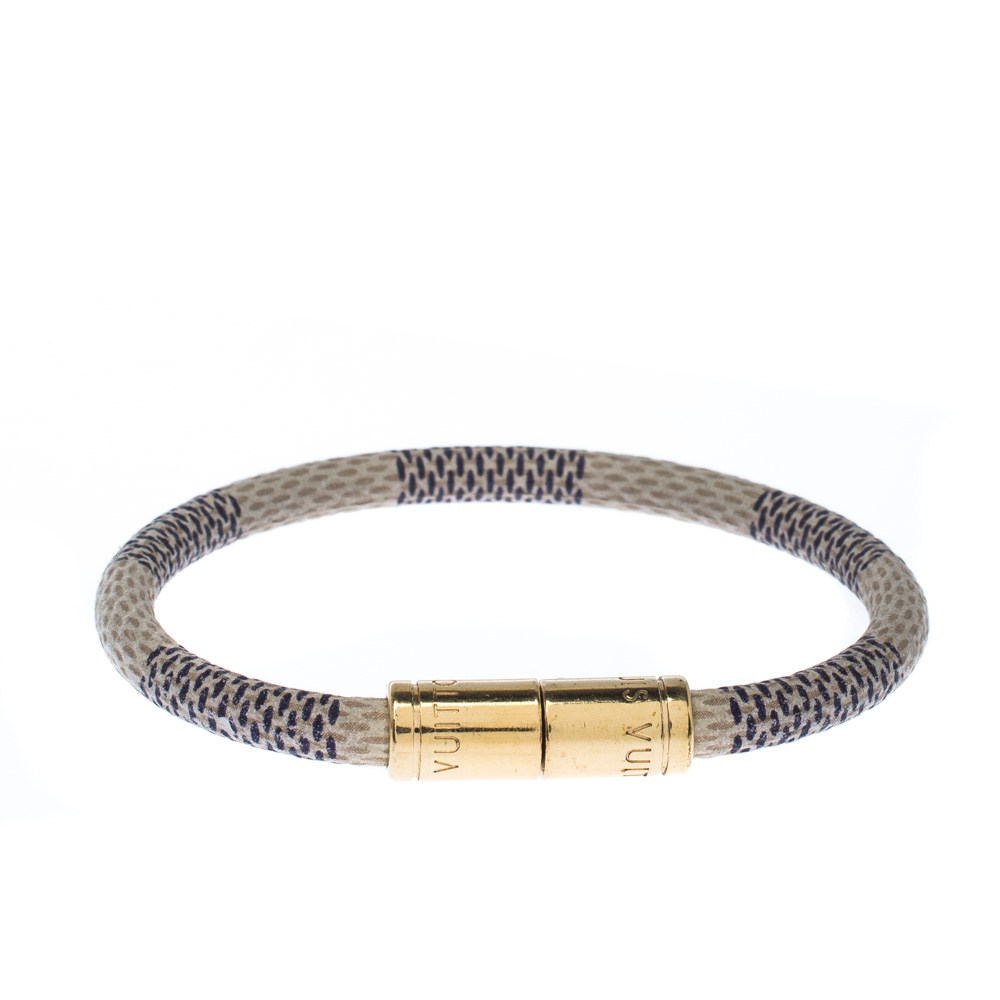 Louis Vuitton Keep It Grey Canvas Gold Tone Bracelet
