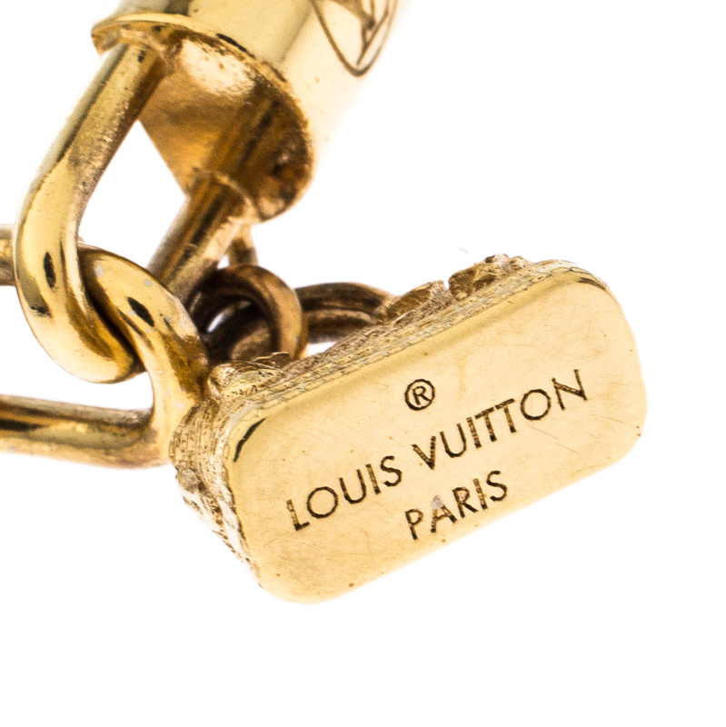 Louis Vuitton Alma Brown Canvas Gold Tone Charm Bracelet 17 Louis