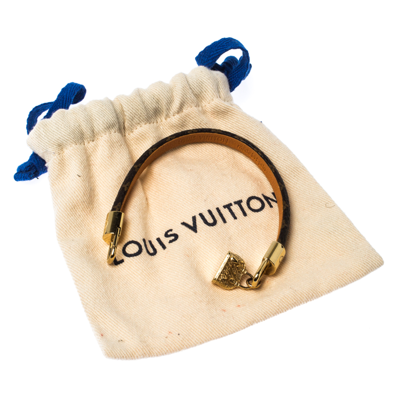 Louis Vuitton Alma Brown Canvas Gold Tone Charm Bracelet Louis Vuitton