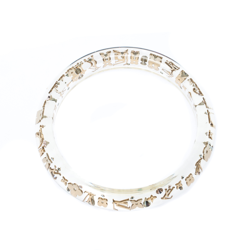 Louis Vuitton Monogram Inclusion Bracelet Bangle LK0170 Clear 79600