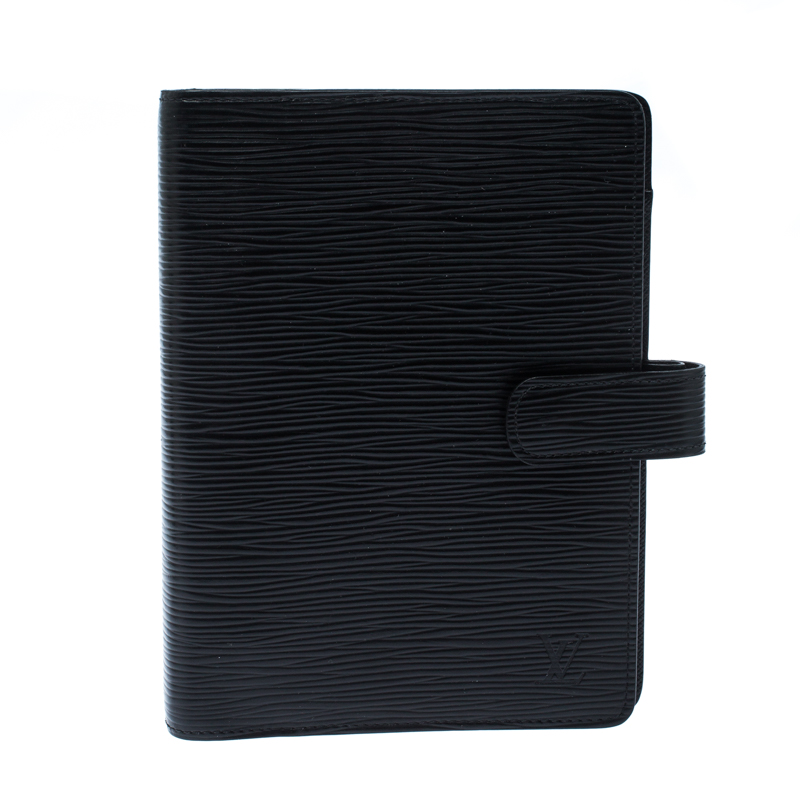 Louis Vuitton Black Epi Leather Medium Ring Agenda Cover 