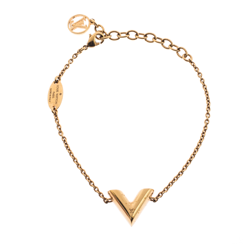Louis Vuitton Essential V Gold Tone Bracelet