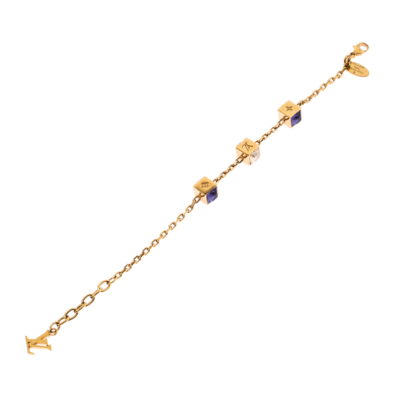 

Louis Vuitton Crystal Gold Tone Gamble Bracelet