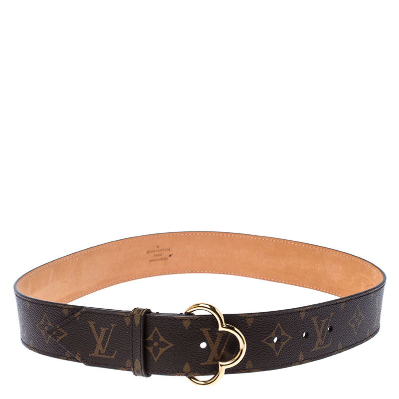Pre Owned Louis Vuitton Monogram Canvas Fleur Buckle Belt 80CM
