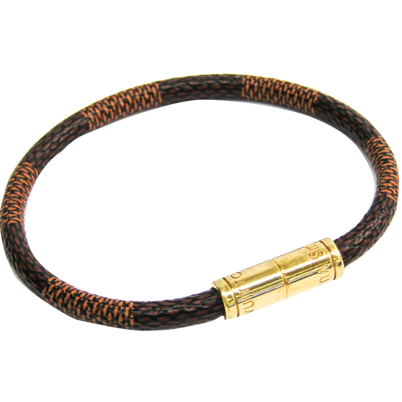 

Louis Vuitton Keep It Damier Canvas Gold Tone Bracelet, Brown