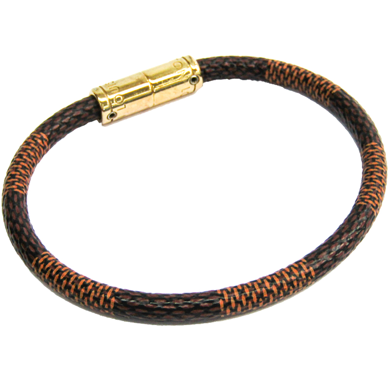 Louis Vuitton Keep It Damier Canvas Gold Tone Bracelet 19 cm