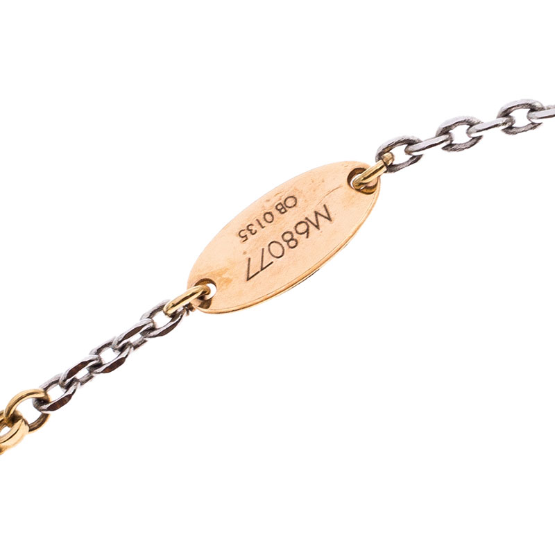 LOUIS VUITTON chain Bracelet Logo Mania M68077 Gold Plated Used