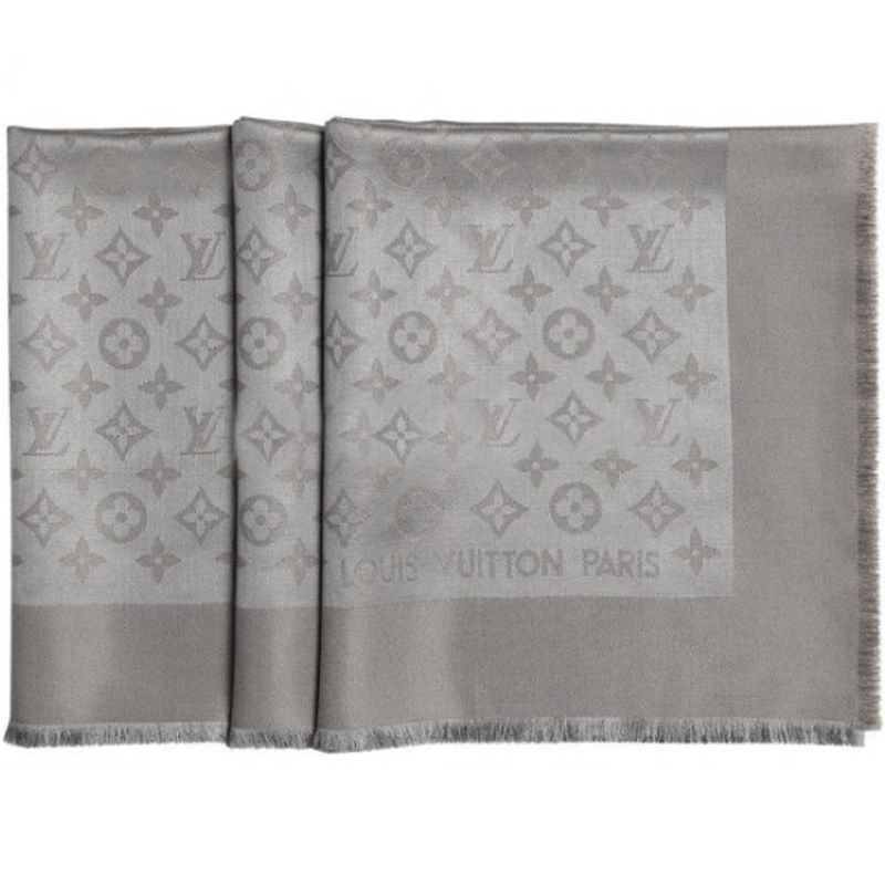 

Louis Vuitton Verone Monogram Wool and Silk Shawl, Grey