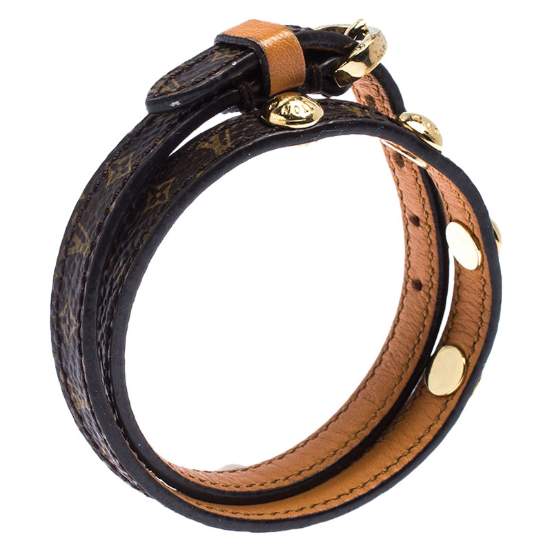 

Louis Vuitton Monogram Canvas Gold Stud Wrap Bracelet, Brown